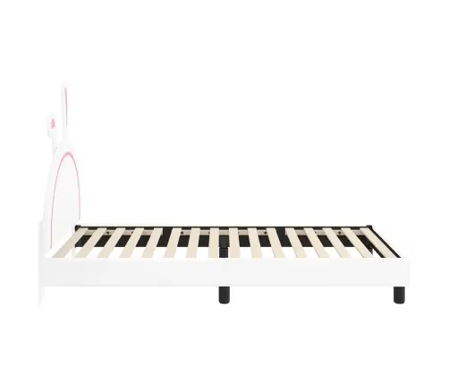 Laste Voodiraam Peatoega Peaga Valge 90 X 200 Cm Pu