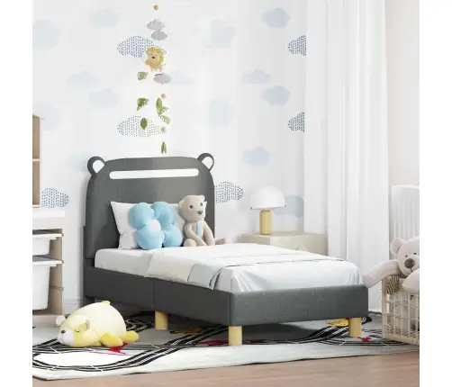 Bērnu Gultas Rāmis Ar Galvgali Tumši Pelēks 70 X 140 Cm Audums Vidaxl