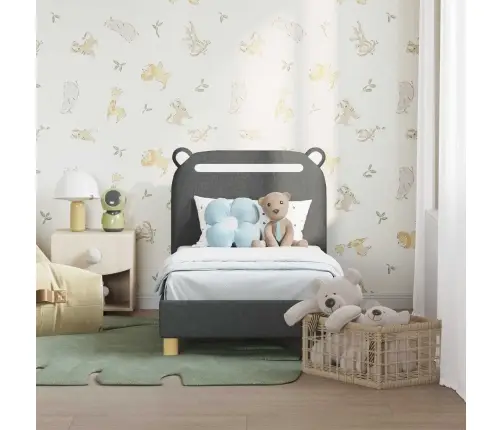 Bērnu Gultas Rāmis Ar Galvgali Tumši Pelēks 70 X 140 Cm Audums Vidaxl