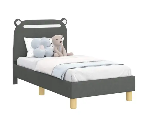 Bērnu Gultas Rāmis Ar Galvgali Tumši Pelēks 70 X 140 Cm Audums Vidaxl