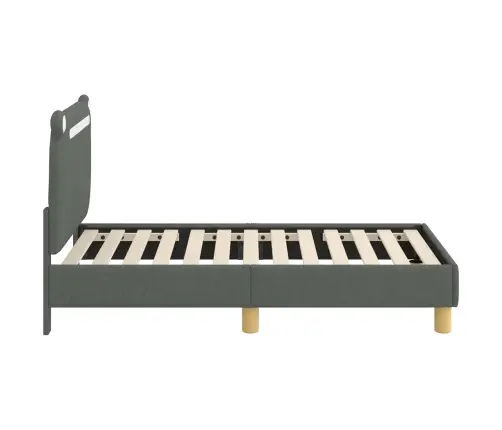 Bērnu Gultas Rāmis Ar Galvgali Tumši Pelēks 70 X 140 Cm Audums Vidaxl