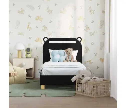 Vaikiška Lovo Rėmas Su Galvūgaliu Juoda 70 X 140 Cm Audinys