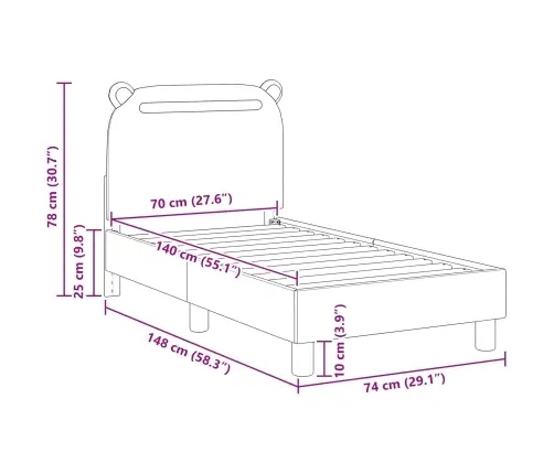 Vaikiška Lovo Rėmas Su Galvūgaliu Rožinė 70 X 140 Cm Audinys