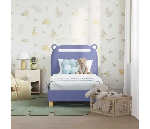 Bērnu Gultas Rāmis Ar Galvgali Džinsu Zils 70 X 140 Cm Audums Vidaxl