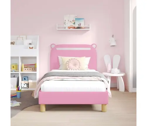 Laste Voodiraam Peatoega Peaga Roosa 80 X 160 Cm Kangas