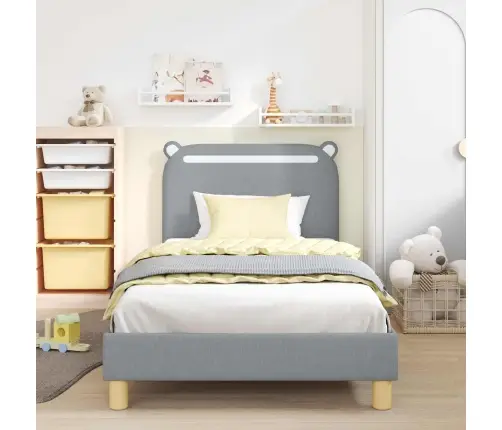 Bērnu Gultas Rāmis Ar Galvgali Gaiši Pelēks 80 X 200 Cm Audums Vidaxl