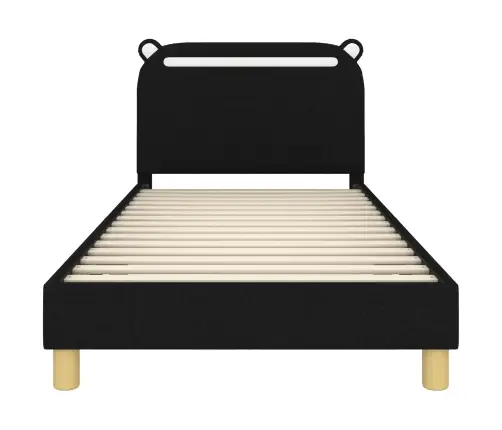 Bērnu Gultas Rāmis Ar Galvgali Melna 80 X 200 Cm Audums Vidaxl