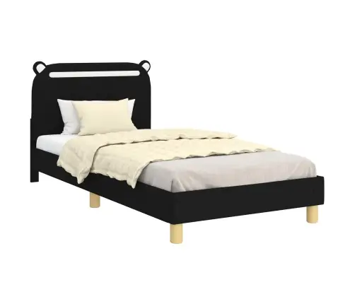 Bērnu Gultas Rāmis Ar Galvgali Melna 80 X 200 Cm Audums Vidaxl