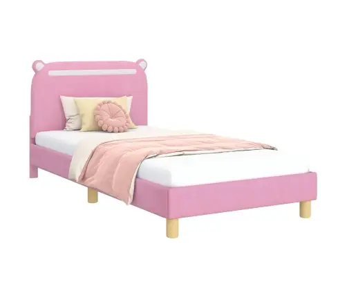 Laste Voodiraam Peatoega Peaga Roosa 80 X 200 Cm Kangas