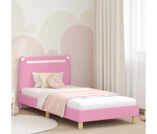 Bērnu Gultas Rāmis Ar Galvgali Rozā 90 X 190 Cm Audums Vidaxl