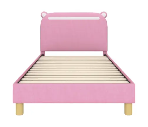Bērnu Gultas Rāmis Ar Galvgali Rozā 90 X 190 Cm Audums Vidaxl