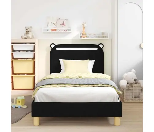 Vaikiška Lovos Konstrukcija Su Galvūgaliu Juoda 90 X 200 Cm