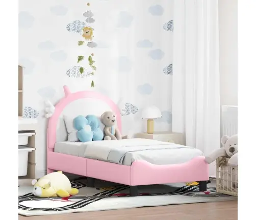 Bērnu Gultas Rāmis Ar Galvgali Rozā 70 X 140 Cm Pu Vidaxl