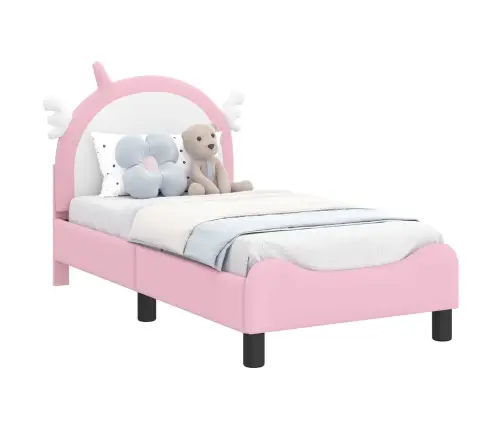 Bērnu Gultas Rāmis Ar Galvgali Rozā 70 X 140 Cm Pu Vidaxl