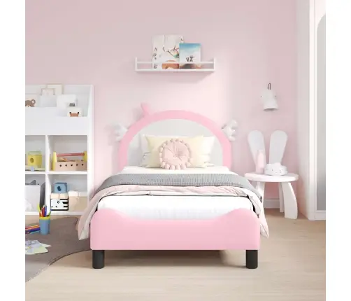 Vaikiška Lovos Konstrukcija Su Galvūgaliu Rožinė 80 X 160 Cm Pu