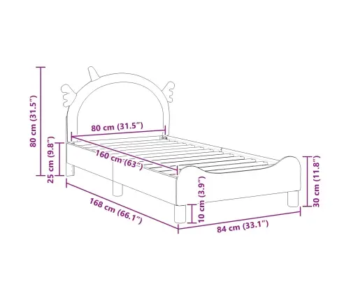 Vaikiška Lovos Konstrukcija Su Galvūgaliu Rožinė 80 X 160 Cm Pu