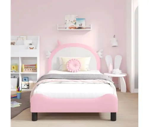 Vaikiška Lovos Konstrukcija Su Galvūgaliu Rožinė 90 X 190 Cm Pu