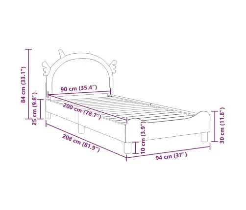 Vaikiška Lovos Konstrukcija Su Galvūgaliu Rožinė 90 X 200 Cm Pu