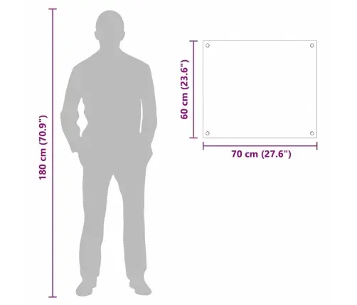 Kögi Splashback Valge 70 X 60 Cm Karastatud Klaas