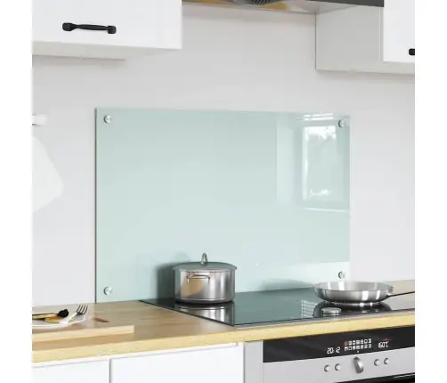 Virtuves Aizsargpanelis Balts 80 X 50 X 0.8 Cm Rūdīts Stikls Vidaxl