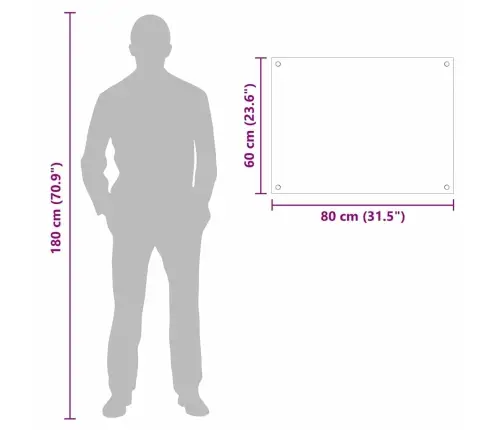 Kögi Splashback Valge 80 X 60 Cm Karastatud Klaas