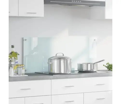 Virtuves Aizsargpanelis Balts 100 X 40 X 0.8 Cm Rūdīts Stikls Vidaxl