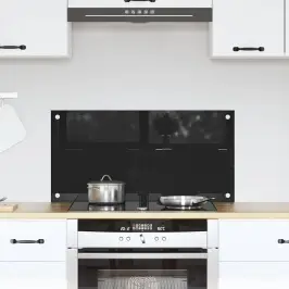 Virtuves Aizsargpanelis Melna 80 X 40 Cm Rūdīts Stikls Vidaxl