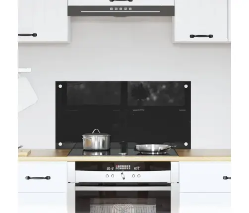 Virtuves Aizsargpanelis Melna 80 X 40 X 0.8 Cm Rūdīts Stikls Vidaxl