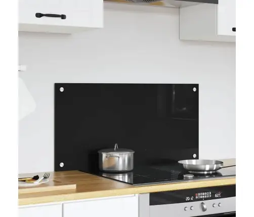 Virtuves Aizsargpanelis Melna 80 X 40 X 0.8 Cm Rūdīts Stikls Vidaxl