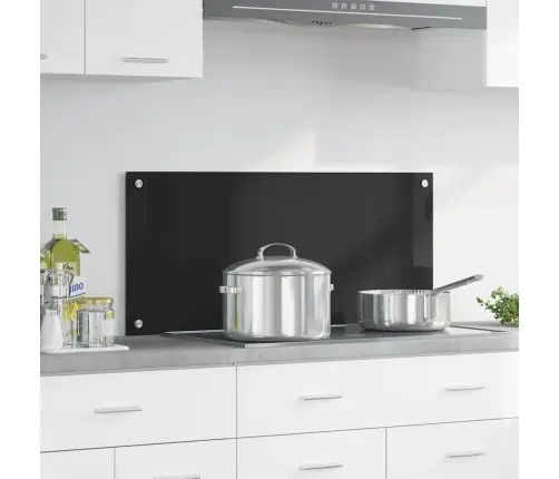 Virtuvės Užpakalinė Plokštė Juoda 90 X 40 Cm Grūdintas Stiklas