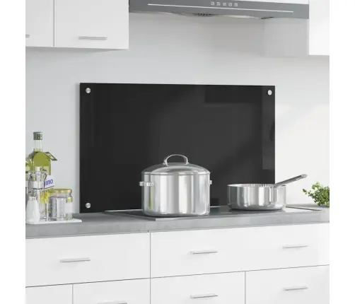 Virtuves Aizsargpanelis Melna 90 X 50 X 0.8 Cm Rūdīts Stikls Vidaxl