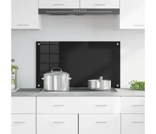 Virtuves Aizsargpanelis Melna 90 X 50 X 0.8 Cm Rūdīts Stikls Vidaxl