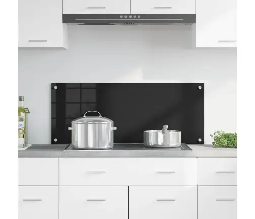 Virtuves Aizsargpanelis Melna 100 X 40 X 0.8 Cm Rūdīts Stikls Vidaxl