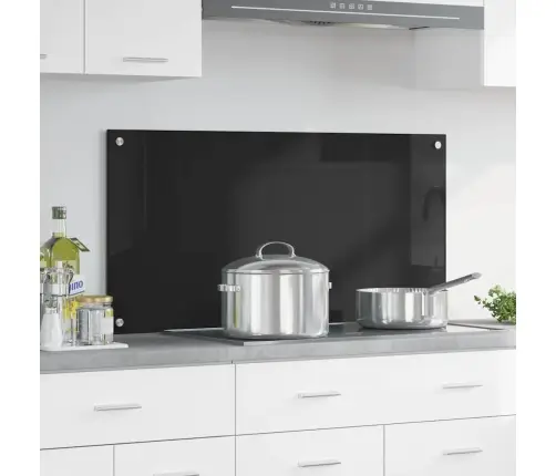 Virtuves Aizsargpanelis Melna 100 X 50 X 0.8 Cm Rūdīts Stikls Vidaxl