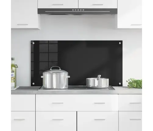 Virtuves Aizsargpanelis Melna 100 X 50 X 0.8 Cm Rūdīts Stikls Vidaxl