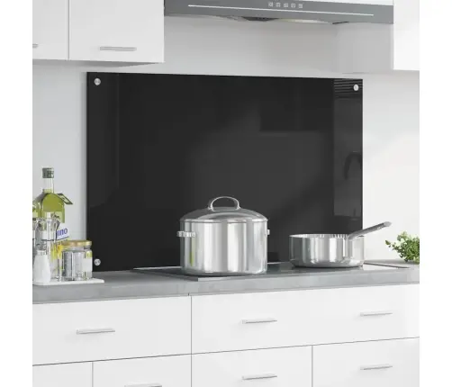 Virtuvės Užpakalinė Plokštė Juoda 100 X 60 Cm Grūdintas Stiklas