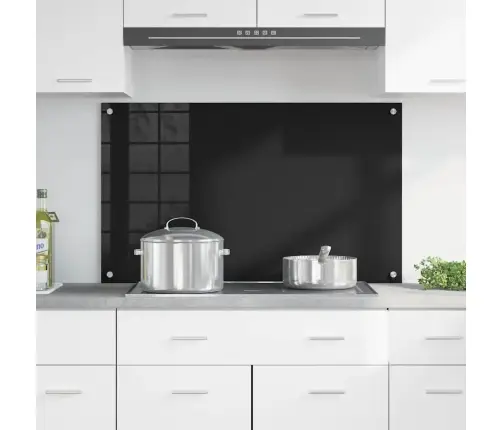 Virtuvės Užpakalinė Plokštė Juoda 100 X 60 Cm Grūdintas Stiklas