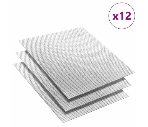 Spoguļu Mozaīkas Flīze 12 Pcs Sudraba 30 X 30 Cm Stikls Vidaxl