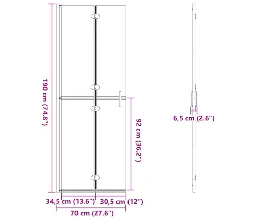 Ieejoša Dušas Siena Cits Melna Un Tumši Caurspīdīga 70 X 190 Cm Vidaxl