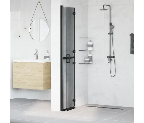 Ieejoša Dušas Siena Cits Melna Un Tumši Caurspīdīga 80 X 190 Cm Vidaxl