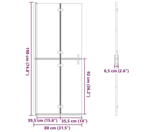 Ieejoša Dušas Siena Cits Melna Un Tumši Caurspīdīga 80 X 190 Cm Vidaxl