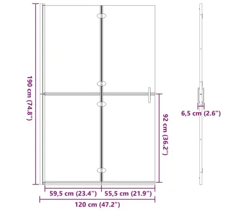 Keliaujanti Dušo Siena Auksinė 90 X 6.5 X 190 Cm