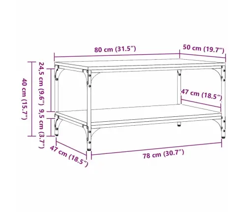 Kafijas Galdiņš Amatnieku Ozola 80 X 50 X 40 Cm Vidaxl