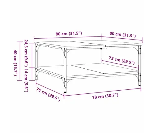 Kafijas Galdiņš Vecs Koks 80 X 80 X 40 Cm Inženierijas Koks Vidaxl