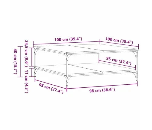 Kohvilaud Vana Puit 100 X 100 X 40 Cm Tehispuit