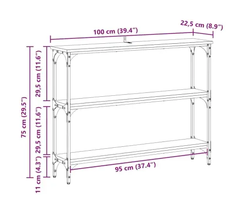 Konsoles Galds Ar Plauktu Amatnieku Ozola 100 X 22.5 X 75 Cm Vidaxl