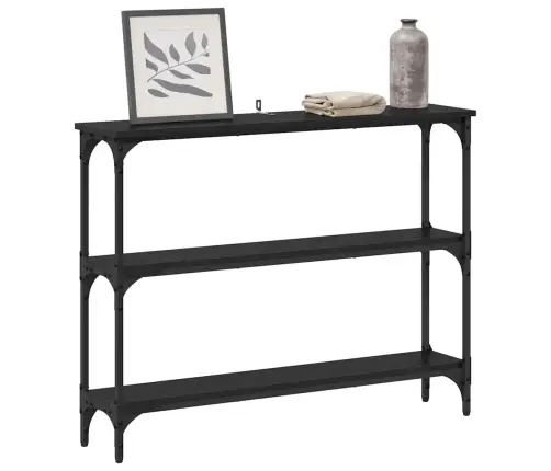 Konsolinis Stalas Su Lentyna Juoda Ąžuolo 100 X 22,5 X 75 Cm