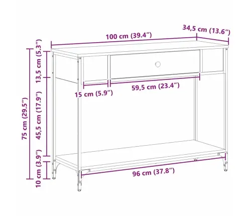 Konsolinis Stalas Other Artisano Ąžuolo 100 X 34.5 X 75 Cm