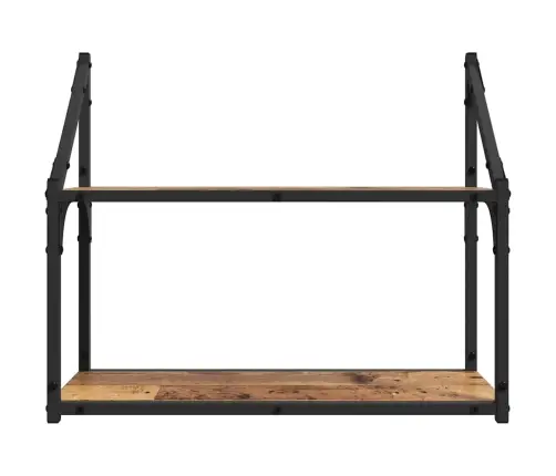 Sienas Plaukts Vecs Koks 60 X 21 X 51 Cm Inženierijas Koks Vidaxl