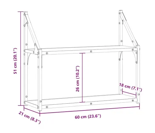 Sienas Plaukts Vecs Koks 60 X 21 X 51 Cm Inženierijas Koks Vidaxl